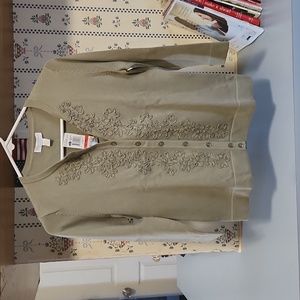 Charter Club Cardigan Sweater Womens Sage Button Up NWT Size P/P